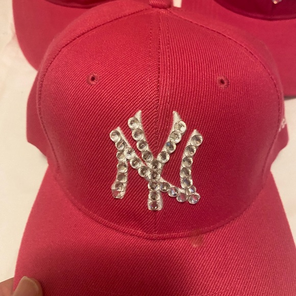 Pink Baseball Cap with Rhinestone Logo - Picture 8 of 11